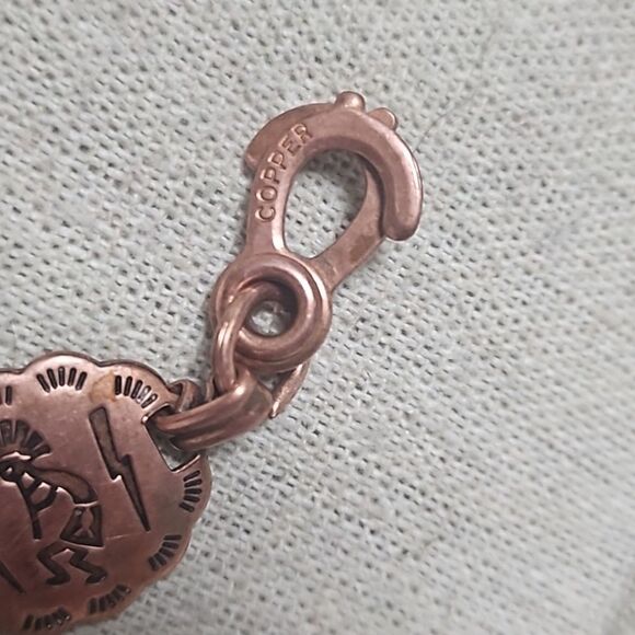 Vintage Copper Kokopelli Lightning Concho Signed Y2K Link Bracelet - Picture 5 of 10